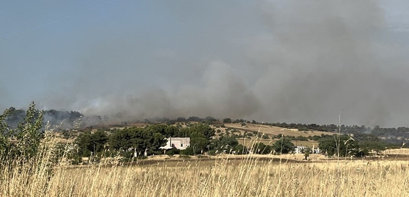 L’incendio in zona Monte Verde